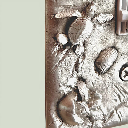 Sea Turtle Hatchlings Double Switch Plate –  Pewter - Big Blue