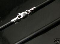 3mm Black Neoprene Cord with Silver Clasp Necklace - Big Blue