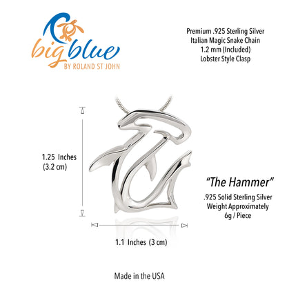 Shark Necklace for Men and Women-Sterling Silver Shark Pendant for Men | Shark Charm 925| Shark Jewelry for Women | Gifts for Shark Lovers | Sea Life - Big Blue