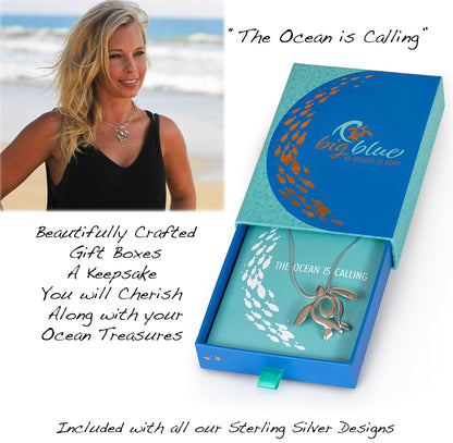 Ocean Wave Necklace Sterling Silver 925 - Heart of the Ocean Pendant, Ocean Lover Gifts, Sea Life Jewelry - Big Blue