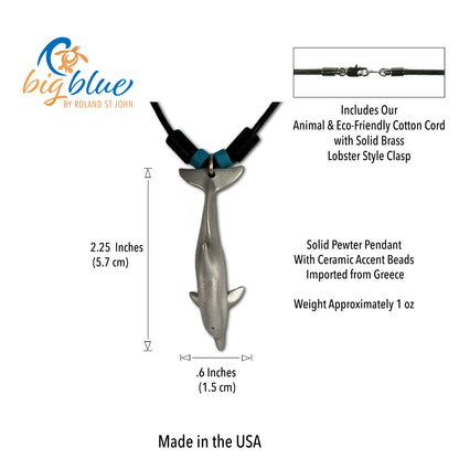 Dolphin Necklace for Men and Women, Pewter Sea Life Pendant Necklace - Big Blue