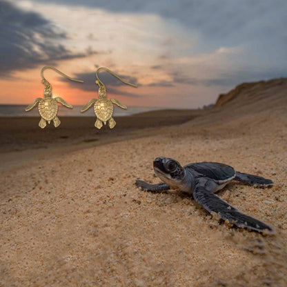 Bronze Baby Sea Turtle Drop EarringsBronze Manta ray Dangle Drop Earrings- Turtle Jewelry, Gifts for Turtle Lovers, Boho Jewelry, Sea Life Jewelry - Big Blue