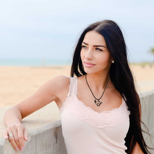 Manta Ray Necklace for Men and Women Hematite - Manta Ray Gift for Women and Men, Stingray Necklace Jet Black, Gifts for Divers, Hematite Jewelry - Big Blue