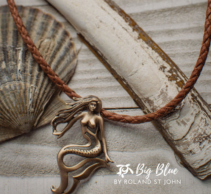 Mermaid Jewelry for Women Solid Bronze- Mermaid Necklaces for Women | Mermaid Gifts for Adults, Solid Bronze Mermaid Necklace | Little Mermaid Gift Ideas for Adults | Real Mermaid Necklace - Big Blue