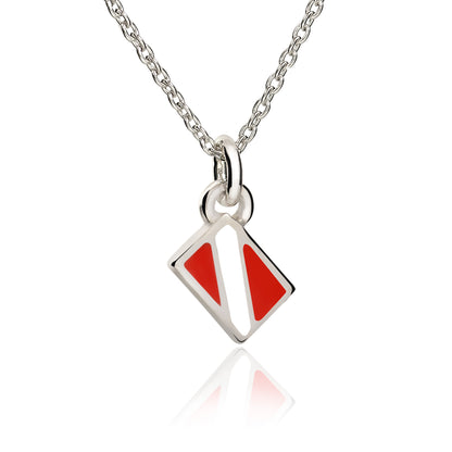 Ocean Theme Miniature "Dive Flag" Sea Life Sterling Pendant on a Sterling Chain - Big Blue