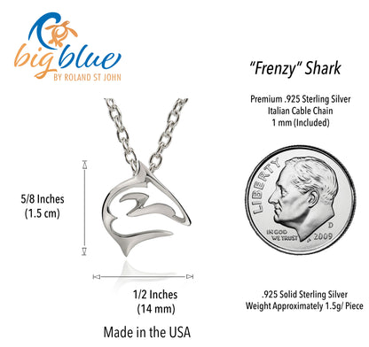 Shark Necklace for Women-Sterling Silver Shark Pendant, Shark Charm 925| Shark Jewelry Gifts for Shark Lovers, Miniature Shark Pendant with Sterling Chain - Big Blue
