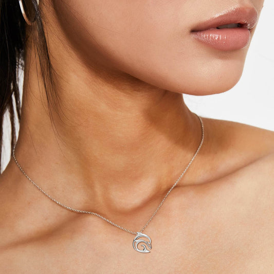 Dolphin Necklace Sterling Silver for Women- Dolphin Gifts for Women, Dolphin Jewelry, Miniature Dolphin Charms, Gifts for Dolphin Lovers - Big Blue