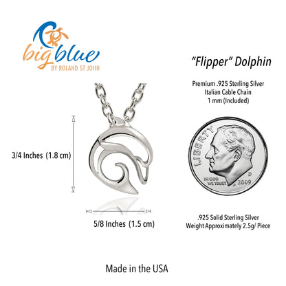 Dolphin Necklace Sterling Silver for Women- Dolphin Gifts for Women, Dolphin Jewelry, Miniature Dolphin Charms, Gifts for Dolphin Lovers - Big Blue