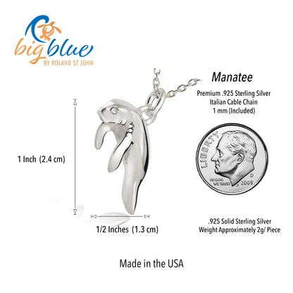 Manatee Necklaces for Women Sterling Silver, Small Manatee Necklace for Girls, Manatee Gifts - Big Blue