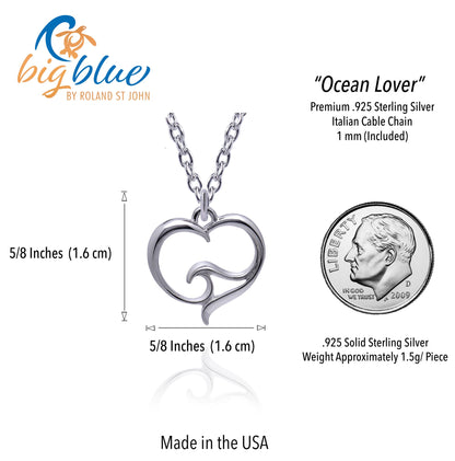 Ships on 01/28/22 Ocean Wave Necklace Sterling Silver- Heart of the Ocean Pendant, Ocean Lover Gifts, Sea Life Jewelry - Big Blue