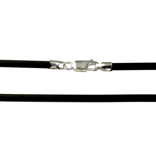 3mm Black Neoprene Cord with Silver Clasp Necklace - Big Blue