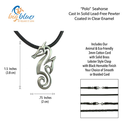 Sea Horse Necklace Pewter Pendant- Seahorse Gift for Women and Men | Seahorse Necklace | Ocean Theme Gifts for Seahorse Lovers | Sea Life Jewelry | Seahorse Charm - Big Blue