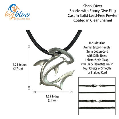 Hammerhead Shark Necklace Pewter Pendant- Shark Gifts for Women ands Men | Hammerhead Shark Necklace | Ocean Theme Gifts for Shark Lovers | Sea Life Jewelry | Shark Charm - Big Blue