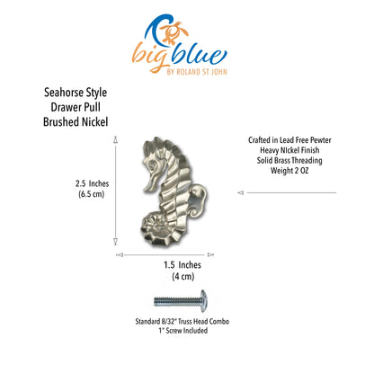 Ocean Theme Drawer Pulls and Knobs-Seahorse  Drawer Pulls | Beach House Décor| Seahorse Knob|Coastal Drawer Pull and Knobs | Sea Life Cabinet Knobs - Big Blue