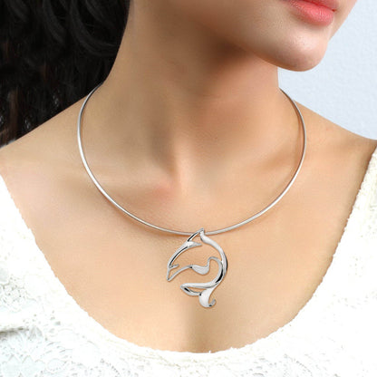 Dolphin Pendant Necklace Sterling Silver- Ocean Theme Jewelry, Gifts for Dolphin Lovers, Sea Life Jewelry, Gifts For Divers - Big Blue