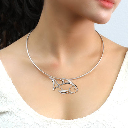 Angelfish Necklace for Women Sterling Silver- Angelfish Pendant, Angelfish Charm 925, Sea Life Sterling Silver Angelfish Pendant Necklace Fine Jewelry - Big Blue