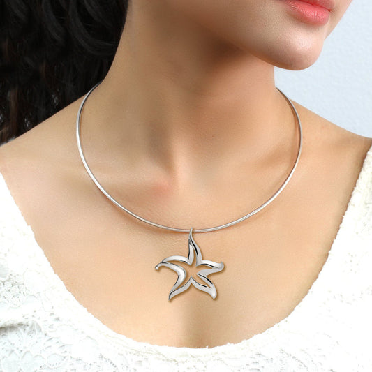 Starfish Necklace Sterling Silver for Women- Seastar Pendants, Starfish Jewelry for Women, Sea Star Jewelry Sterling Silver, Beachy Necklaces - Big Blue