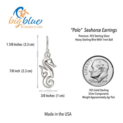 Seahorse Earrings for Women Sterling Silver- Seahorse Drop Earrings, Seahorse Dangle Earrings, Seahorse Jewelry, Seahorse Gifts - Big Blue