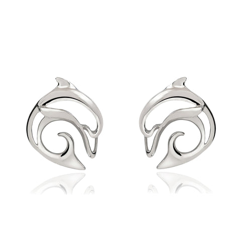Dolphin Post Earrings Sterling Silver- Dolphin Stud Earrings for Women ...