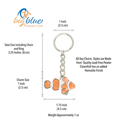 Realistic Ocean Theme Sea Life Clown Fish Quality Key Chain - Big Blue