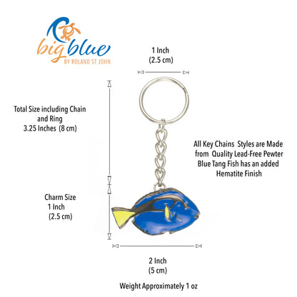 Realistic Ocean Theme Sea Life Blue Tang Fish Key Chain - Big Blue
