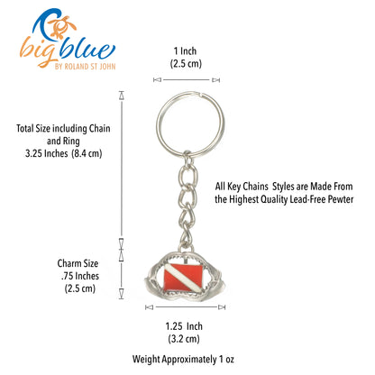 Realistic Shark Jaw Sea Life Ocean Theme Divers Pewter Key Chain - Big Blue