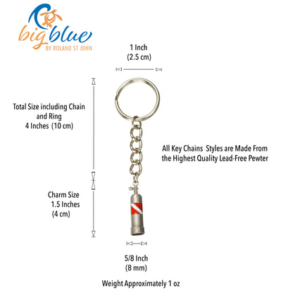 Realistic Scuba Tank Sea Life Ocean Theme Divers Key Chain - Big Blue