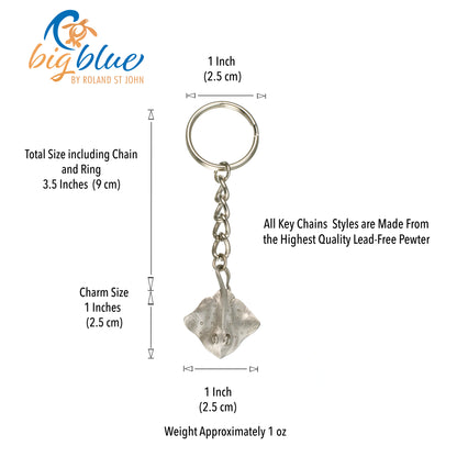 Realistic Ocean Theme Sea Life Stingray Quality Pewter Key Chain - Big Blue