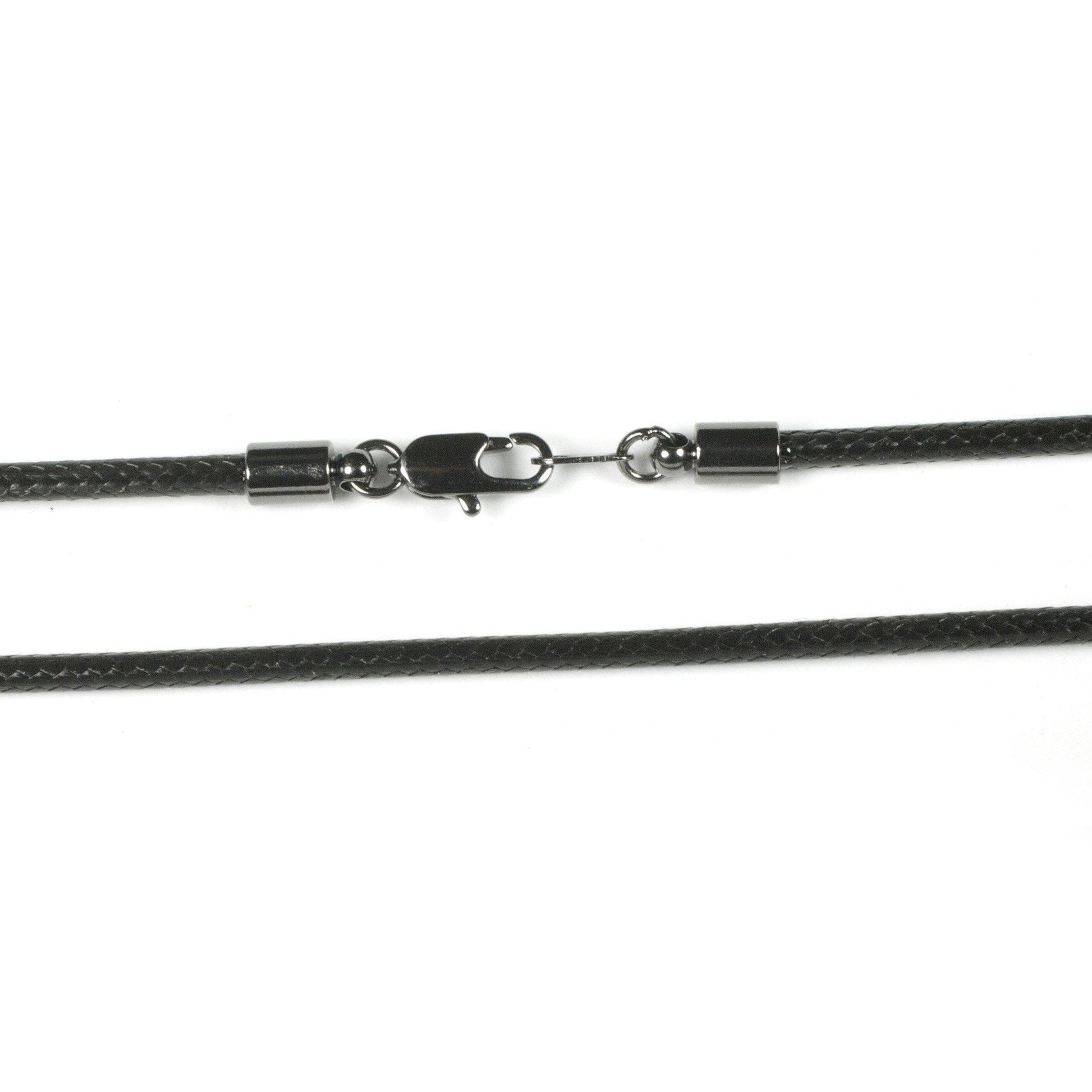 3mm Black Smooth Cotton Cord with Hematite Finish Ends - Big Blue
