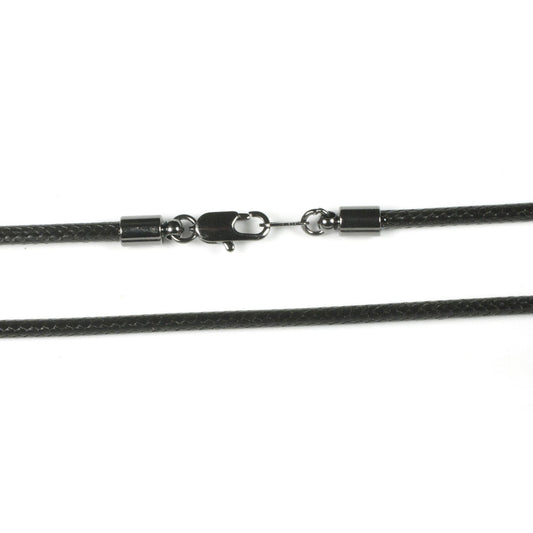 3mm Black Smooth Cotton Cord with Hematite Finish Ends - Big Blue