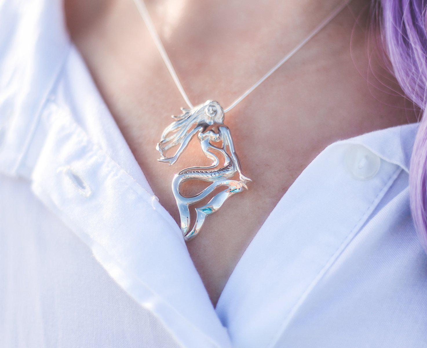 Mermaid Jewelry for Women Solid Bronze- Mermaid Necklaces for Women, Mermaid Gifts for Adults, Solid Bronze Mermaid Necklace, Little Mermaid  Gift Ideas for Adults
