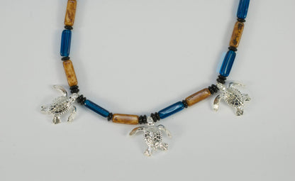Ocean Theme Sea Turtle Charm Sea Life Necklace & Bracelet - Big Blue